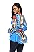 HOTAPEI Women African Printed Slim Fit Long Sleeve Clubwear Party T Shirt Blouse Top Light Blue X-Large