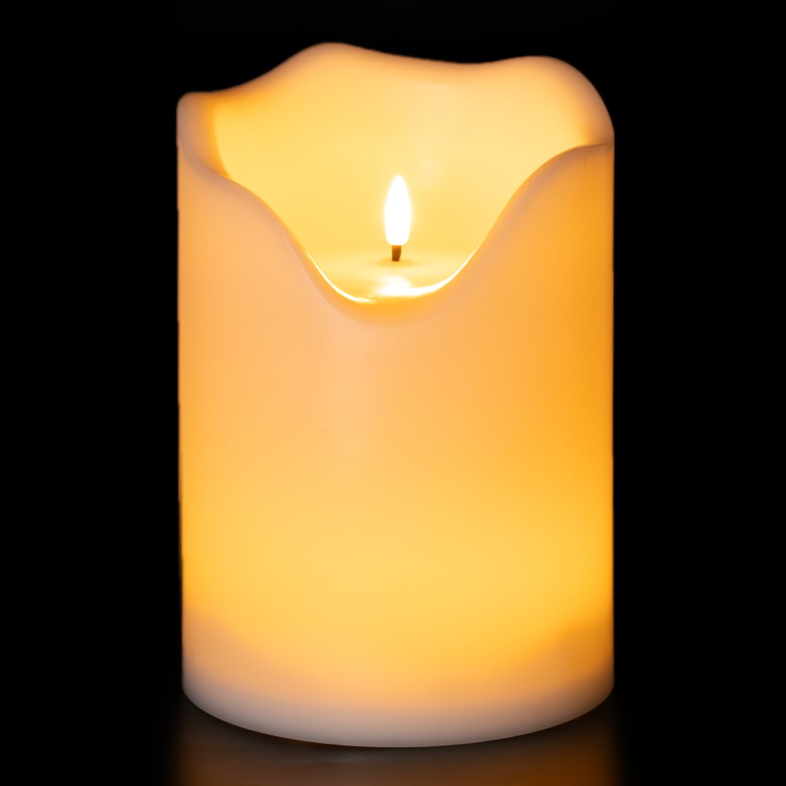 Photo 1 of Homemory 6.3" x 8" Extra Large Outdoor Waterproof Candle with Auto 6-Hour Timer, Big Flameless Candle, Extra Wide and Tall Pillar Candle Battery Operated, White Plastic Made, Long Last for Months