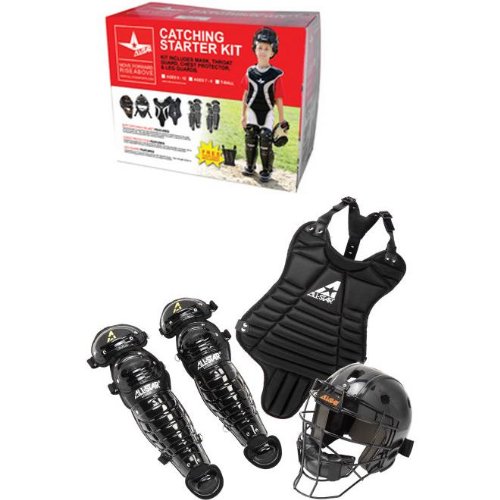Ages 5-7 T-Ball/Coach Pitch Catching Starter Kit (Chest Protector, Shin Guards & Catcher's Mask with Throat Guard)