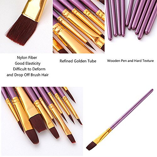 Geboor 4pcs Paint Tray Palette with Ten-Well Thumb Hole and 10pcs Watercolor Paint Brush Pen Set Perfect for Painting Canvas, Ceramic, Clay, Wood, Models