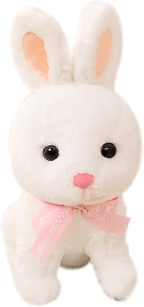 Amazon Co Jp イースターバニーリアルなかわいい白いぬいぐるみウサギ毛皮リアルな動物 イースターバニーシミュレーションウサギのおもちゃモデル誕生日プレゼント 白 40cm ホーム キッチン