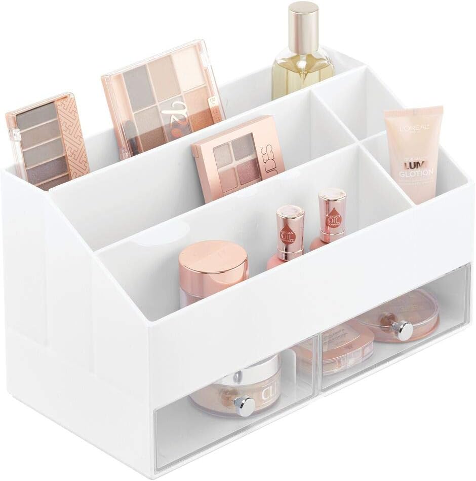 mDesign Cosmetic Organiser Makeup Organiser with 5 Compartments and 2