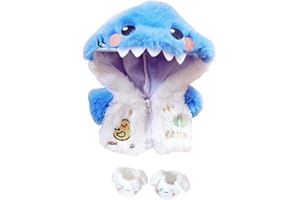 niannyyhouse 20cm Plush Doll Clothes Blue Shark Jacket Hoodie Shoes 8in Doll Accessories Dress Up (Blue)