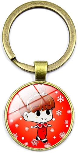 Kroy Pecoed Bts Key Fob Kpop Bangtan Boys Cute Q Version Cartoon Glass Time Gemstone Pendant Keychain Key Ring A R M Y Bronze 04 J Hope Amazon Co Uk Jewellery