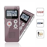 Digital Voice Recorder, Portable Recorder, Multifunctional Rechargeable Dictaphone, FlatLED Audio Voice Recorder Dictaphone, MP3 Music Player with Mini USB Port and Color LCD display, 16GB (Red)