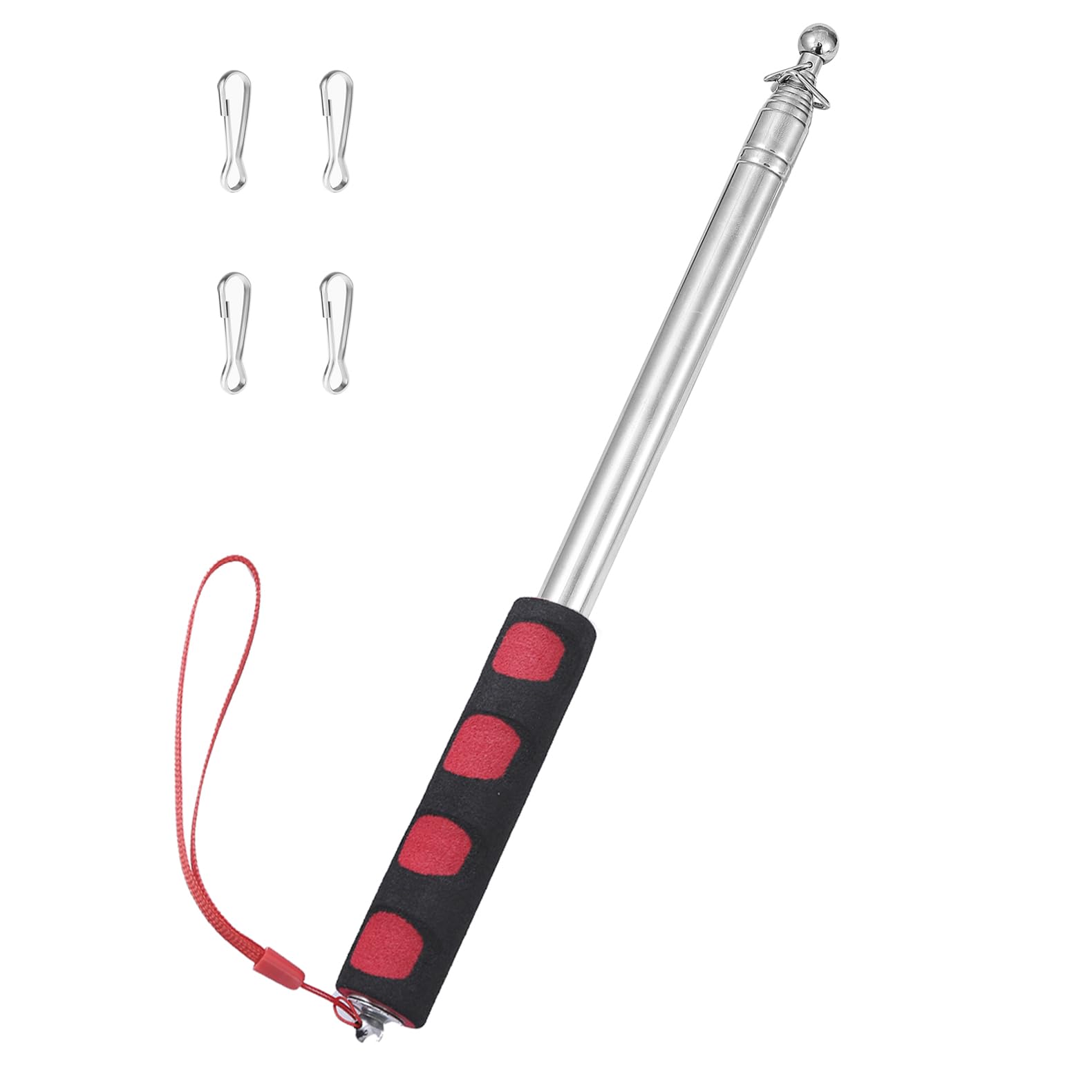Photo 1 of Difuento 8.2ft Tour Guide Flag Pole Telescoping Handheld Flagpoles Stainless Steel Extendable Portable Flag Pole with Clips for Tour Guide Teaching Point Horse Training Totem Pole Festival Parade