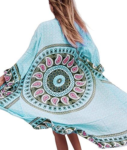 DEFEW Women's Large Size Long Cardigan Bikini Blouse Beach Sun Protection Clothing Swimsuit Cover up Kimono