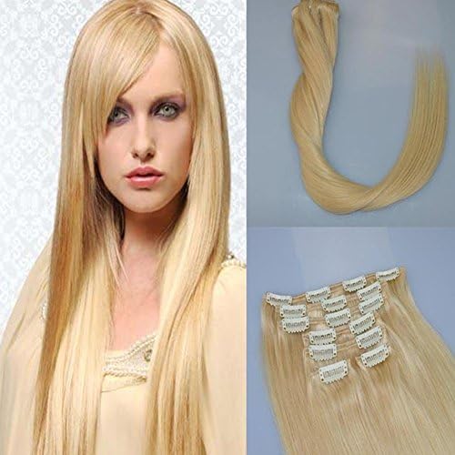 24" 7Pcs 16 Clips In Human Hair Straight Remy European Clips In Human Hair Extensions 120G Colour 613