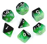 Polyhedral 7-Die Dice Sets, Green Gradients Gaming Dice for Dungeons and Dragons DND RPG MTG Table Games Dice(Green Gradients )