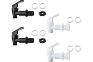 HUINING Water Spigot,BPA Free Plastic Spigot, Universal Replacement Faucet for 5 gallon bucket, Wine Barrels, Water Cooler Filtration Systems and filter water pitcher(2 Black and 2 White)