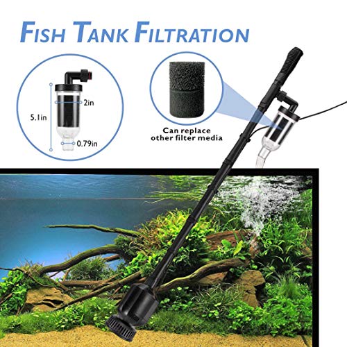 Hygger 396GPH Electric Aquarium Gravel Cleaner, 5 in 1 Automatic Fish