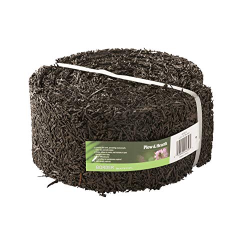 Plow & Hearth 55632 Recycled Rubber Permanent Garden Mulch Border, 120 L x 4.50 W