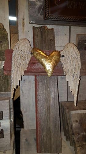 Reclaimed wooden cross with Tin Angel Wings
