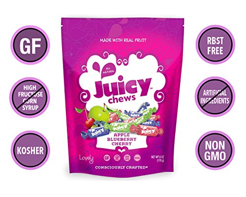 VEGAN All-Natural ORIGINAL Fruit Chews (2-Pack) - Lovely Co. (2) 6oz Bags - Apple, Blueberry & Cherry Assorted Flavors | NON-GMO, Soy-Free, Kosher & Gluten-Free!