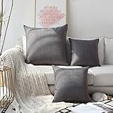 Kevin Textile Throw Pillow Cases Classic Durable Checkered Linen Decor Cushion Cover for Living Room/Floor, 26x26 inches(Two Pack, Dark Gull Grey)