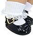Black Patent Bow Shoes & White Lace Trim Socks For Bitty Baby Dolls & Bitty Twins