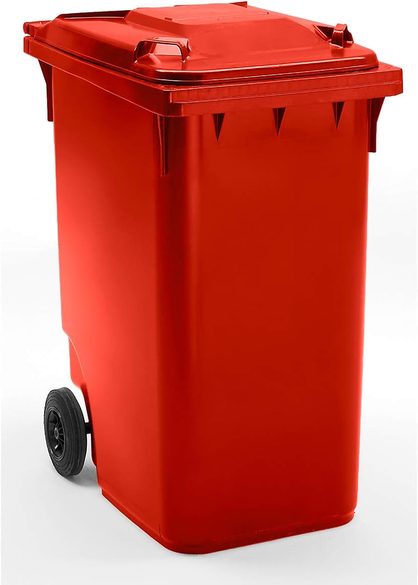Poubelle Extérieur BRB 50 Litres Orange - Norme DIN 30713 - PE-HD Incassable - Couvercle Verrouillable - Support Mural/Poteau