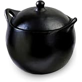 Authentic Chamba Soup &amp; Bean Pot - Elegant, All-Natural Black Clay Pot with Cover for Slow, Even Cooking - Stovetop &amp; Oven Safe - Handmade in Colombia SS4 (9'' x 9'' x 7'' - 6 Qt.) Most Popular!