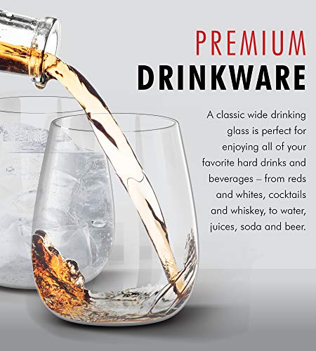  Kitchen Lux 12oz Drinking Glass Tumbler - Set of 6 - Premium Clear Glasses For Wine, Shots, Cocktails, Scotch and All Purpose Drinking Cups - Elegant Stemless Design - Dishwasher Safe    - Thumbnail 2