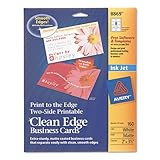 Two-Side Printable Clean Edge Business Cards, Inkjet, 2 x 3-1/2, White, 160/Box