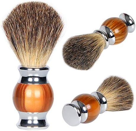 Redd Royal Pure Badger Hair Shaving Brush - Shave Brush for Men- Handmade Badger Hair Soft Dense Beard Soap Brush - Professional Hair Salon Wet Shaving for Men with Metal Base Handle, Light Brown