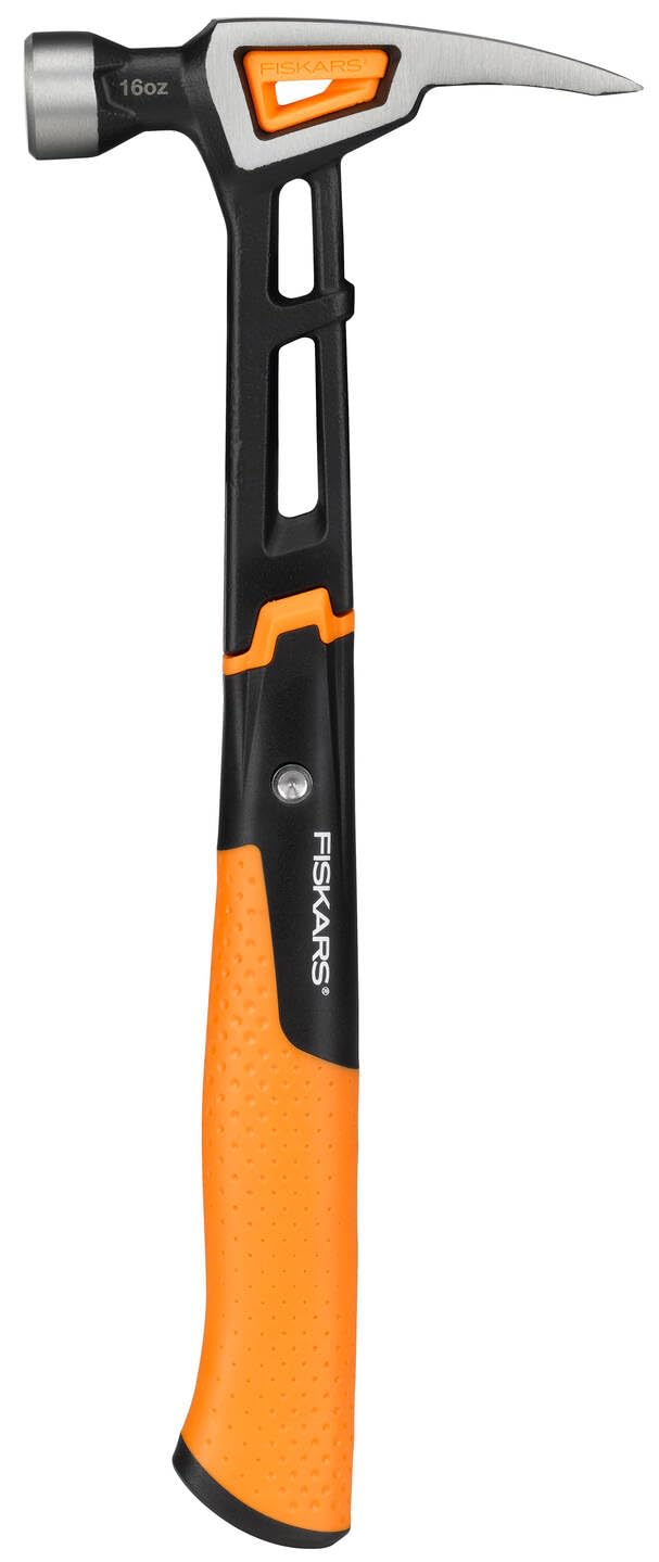 Fiskars IsoCore Finishing hammer, M, Length: 34 cm, Weight: 0.82 kg, Black/Orange, 1020213