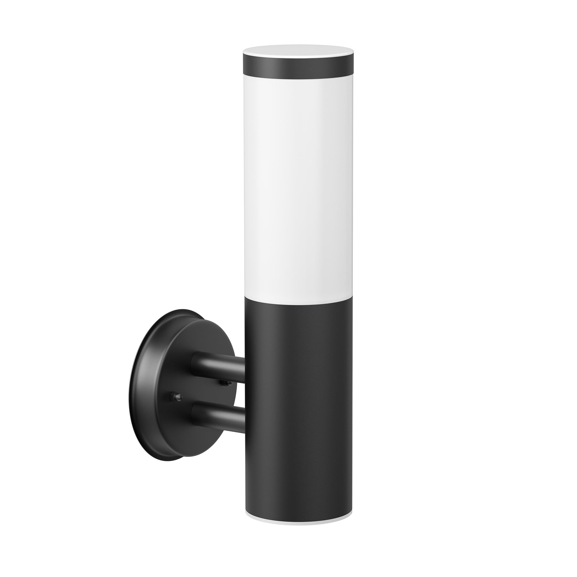 ledscom.de Wall Light PORU for Outdoors, IP44, Stainless Steel, Black matt, Round, 1x E27 max. 40W
