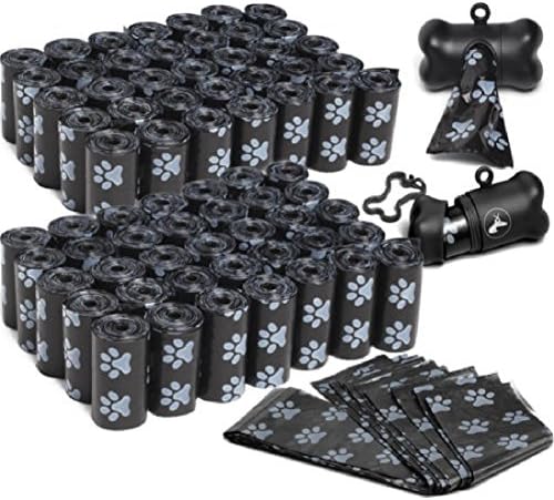 2000 Pcs of BEST Dog Poop Bag Biodegradable for Waste Scoop with 2 Black Leash Dispenser