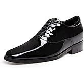 CHAMARIPA Elevator Shoes for Men | Invisible Height Increase Plain Toe Oxford Dress Shoes | Built-in System Adds 2.76 Inches/7cm | Formal Business Shoes | US 7-12