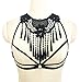 Woman Wire Harness Bra Punk Gothic Bra Lace Tassel Bra (Black)