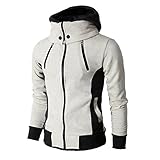 Santorini Island Men's Double Zipper Hooded Jacket Turtleneck Fleece Hoodie Coat