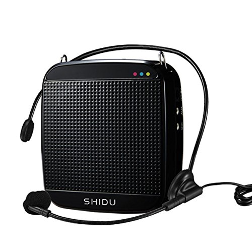 SHIDU Portable Wired Voice Amplifier (18W) with 1200mAh Lithium Battery and Wired Microphone for Teachers, Tour Guides, Yoga Instructor and More (Black 512)