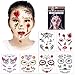 Temporary Face Tattoos - 6 Pcs Skull Scar Spider Blood Bat Rose Floral Fake Tattoos Sticker for Women Men Kids Boys Adults Including 6 Realistic Full Face Tattoo Mask Waterproof