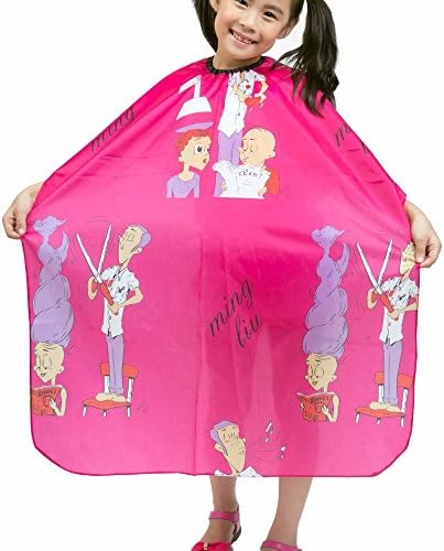 JINDIN Kids Hair Cutting Capes Salon Children Hairdressing Cape Barber Clothes Waterproof Haircut Gown for Girls and Boys Pink