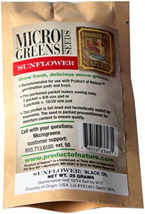 Product of Nature Micro Greens Seeds Sunflower, 0.88 Ounce (Pack of 24)