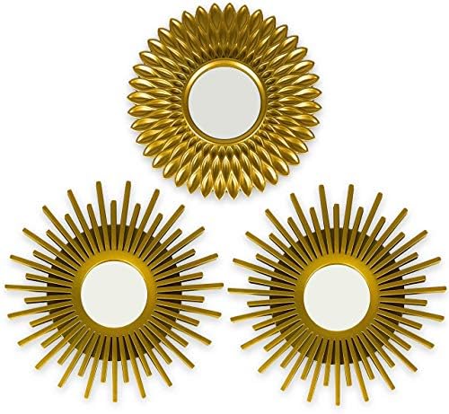 BONNYCO Gold Mirrors for Wall Pack of three Wall Mirrors for Room Decor & Residence Decor | Gold Spherical Mirrors for Wall Decor | Circle Mirrors Trendy Wall Decor Items for Girls & Mothers | Ornamental Mirrors