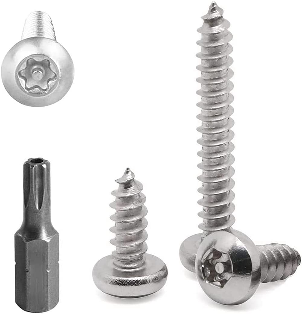 FarDeer Stainless Steel Button Head screws M4/M5/M6 security Sheet Metal Screws Torx Sheet Metal Screws Security Silver Screws Anti-Theft Tamper Proof. (M5*40mm * 30pcs) — image 1