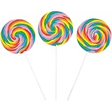 Large Rainbow Swirl Lollipop Suckers (6 jumbo pops) Cherry Flavored and Individually Wrapped Candy