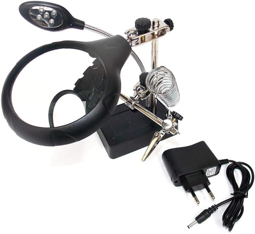 Desktop Welding Magnifier with LED Lighting,2.5X 7.5X 10X Illuminated Hands Free Magnifying Glass with Clamp and Alligator Clips - for Soldering, Assembly, Repair, Modeling, Hobbies and Crafts nyfcc