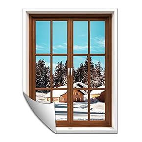 Wall Paper Small Wall Mural Snowscape Out of The Window Wall Art Removable Wall Decoration for Bedroom Living Room - 24x32 inches