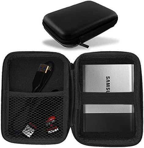 FUBAG Hard Shell Case for Samsung T3 Portable Solid State Drives - Shockproof Storage for Carrying 250GB 500GB 1TB 2TB USB 3.0 SSD &amp; Cable, Black