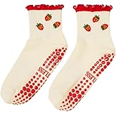 Shapes Studio Crew Half Calf Grip Socks, Cutest Fruits Pilates Socks, Ruffle socks, Non-Slip, Barre Yoga Fitness