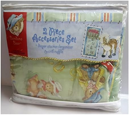 Bandana Bear Diaper Stacker &amp; Crib Ruffle Cowboy Cowgirl Teddy Horse