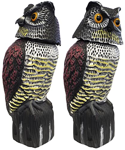 Home It® Effaroucheur Oiseaux Hibou avec tête rotative 360° – répulsif Oiseaux pour Jardin & Balcon, Yeux réalistes, Trou de Fixation, Plastique, 38,5 cm