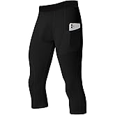SPVISE Men's 3/4 Compression Pants Athletic Capri Leggings Dry Fit Running Tights with Pocket Basketball Sports Gym Baselayer