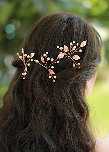 Missgrace bridal rose gold hair pins women crystal rhin…