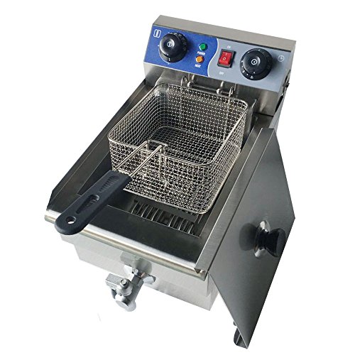 ZXMOTO 10L Commercial Deep Fryer with Basket Strainer Perfect for Chicken, Shrimp, French Fries Timer and Drain Stainless Steel 110V - Thumbnail 7