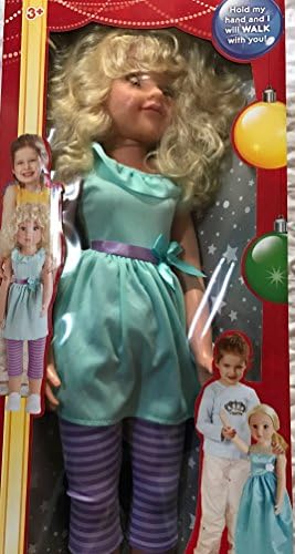 Wispy Walker 27" Walking Doll - Blonde Hair - Striped Purple Leggings and Light Blue Shirt