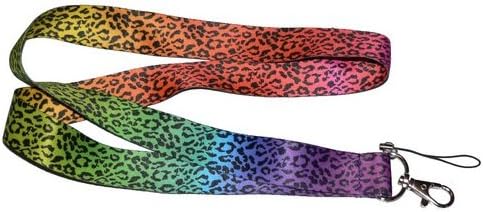 Rainbow Leopard Animal Print Lanyard Key Chain Id Badge Holder