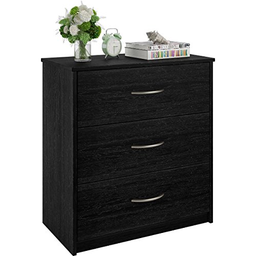image for Mainstay 3-Drawer Black Ebony Ash Stylish Construction Metal Handles F